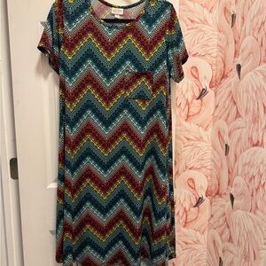 LuLaRoe Multicolor Chevron Midi Carly Dress